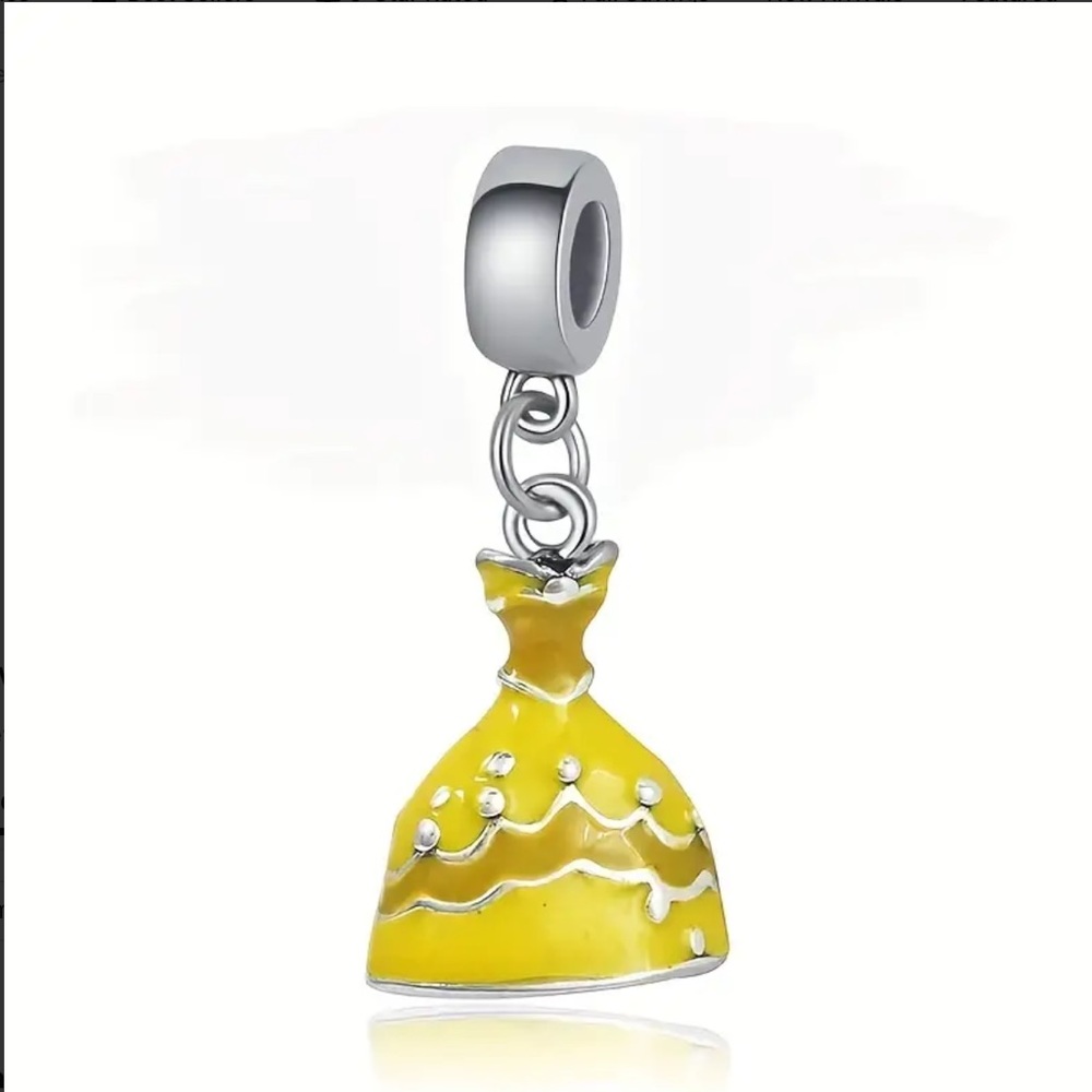 New Disney Belle Dress Dangle Charm- Pandora Compatible.